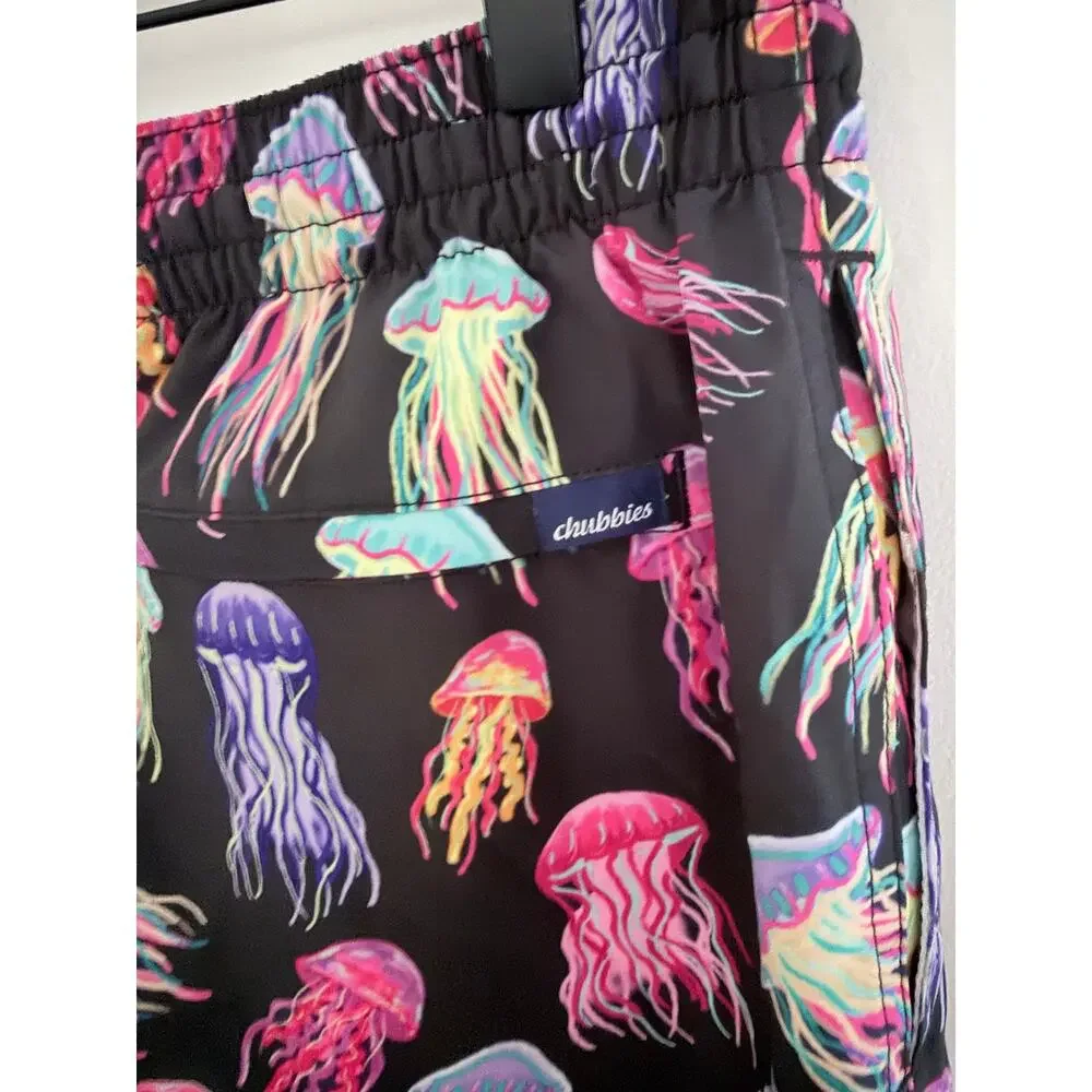 Chubbies Don't Be Jellies Neon Multicolor Jellyfish Print 5.5”Swim Trunks-Size M